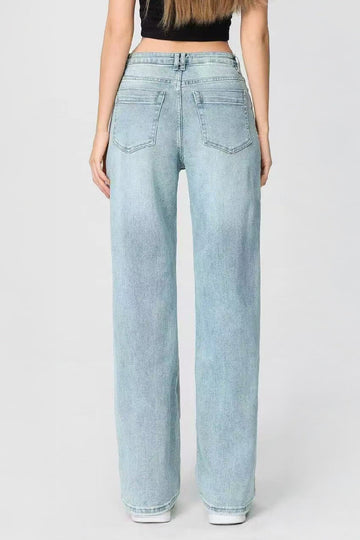 KATCH ME High Waist Wide Leg Jeans: Vintage Two-Piece Patchwork Denim Trousers for Street Style